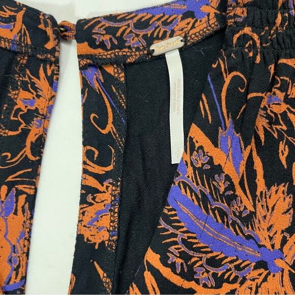 Free People Hey Lover Printed Tunic Ruffle Ruched Sleeve Floral Neutral Size S - Picture 9 of 12